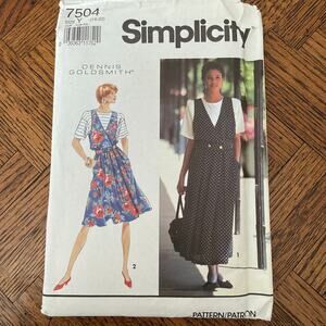 VINTAGE 90S SIMPLICITY 7504 18-22 WOMENS DRESS & TOP PATTERN UNCUT